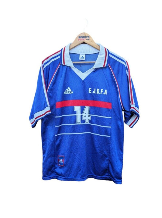 Descente x Adidas Football Shirt France 1998 EJDFA Mens XL Soccer Jersey #14 90s