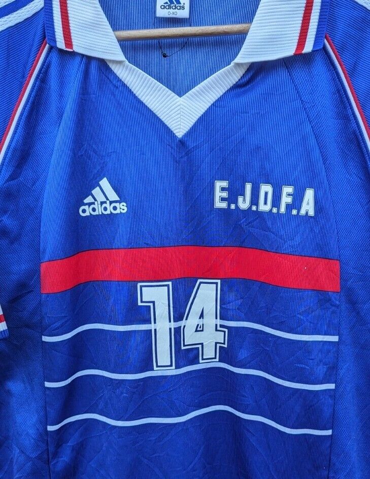 Descente x Adidas Football Shirt France 1998 EJDFA Mens XL Soccer Jersey #14 90s